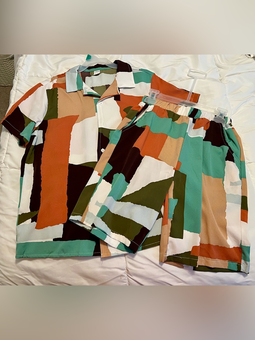 Boys’ Abstract Colorblock Shirt & Shorts Set - Multicolor